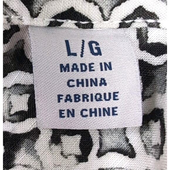 Tommy Bahama Button Up Shirt Mens L Cream Gray Geometric Viscose Short Sleeve - Picture 7 of 14